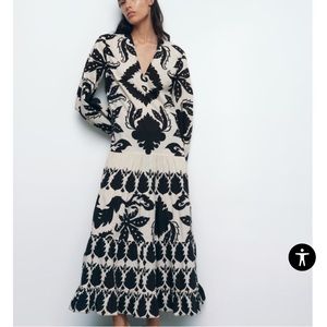 ZARA dress NWT - Current Season - Black/White Belted Printed Dress
